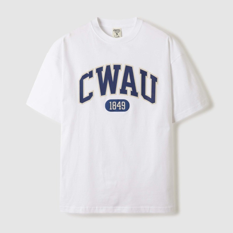 Varsity Letter Graphic WHO Áo thun nam nữ thời trang hàng ngày 100% Cotton cao cấp Oversize dạo phố 