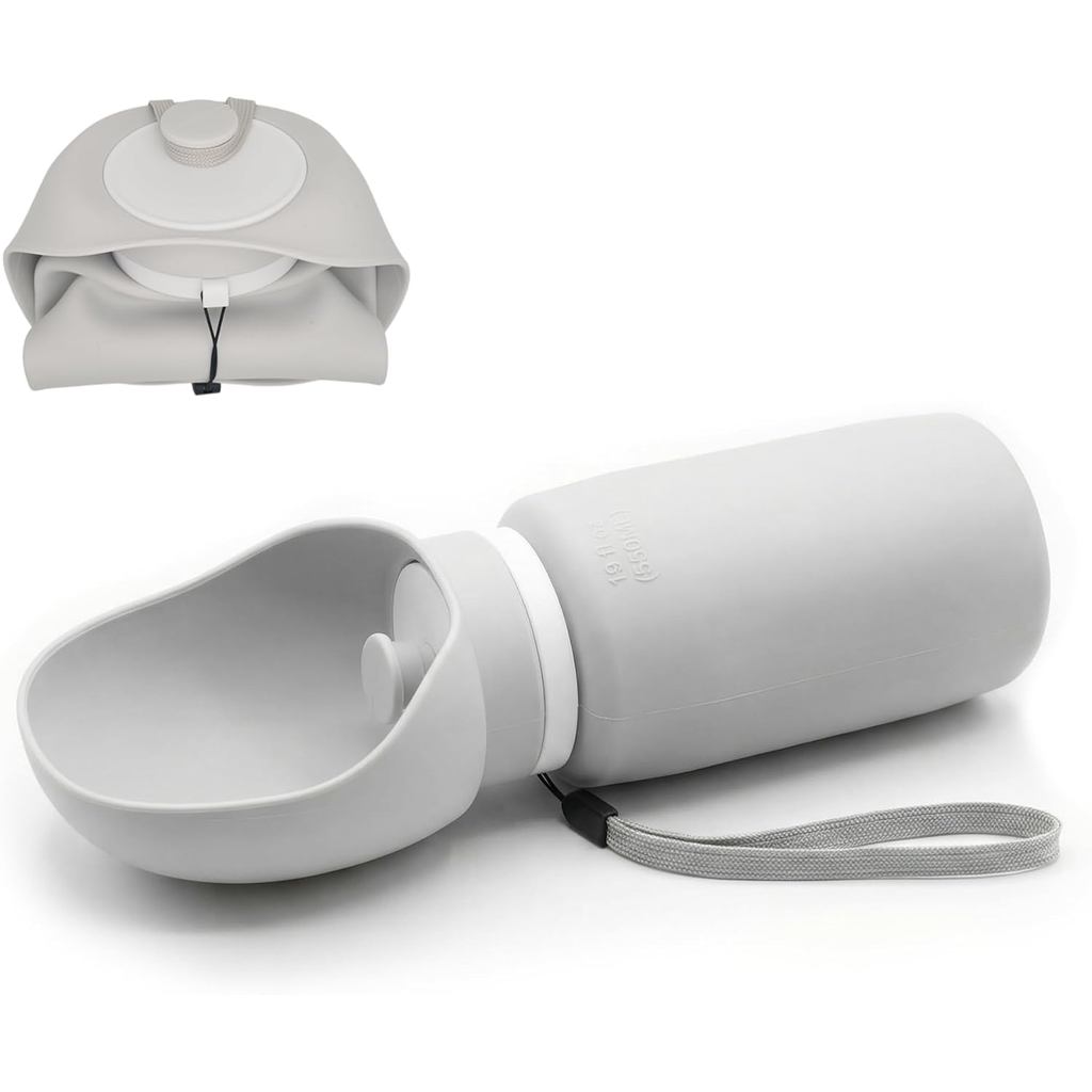 Bình Nước Di Động Cho Chó – Bình Du Lịch & Bát Uống 2 Trong 1 Silicon Có Thể Gập Lại, 550ml / 19oz, 