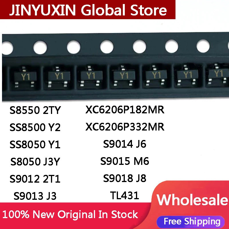 Bộ 50 S8550 2TY SS8500 Y2 SS8050 Y1 S8050 J3Y S9012 2T1 S9013 J3 S9014 J6 S9015 M6 S9018 J8 TL431 XC