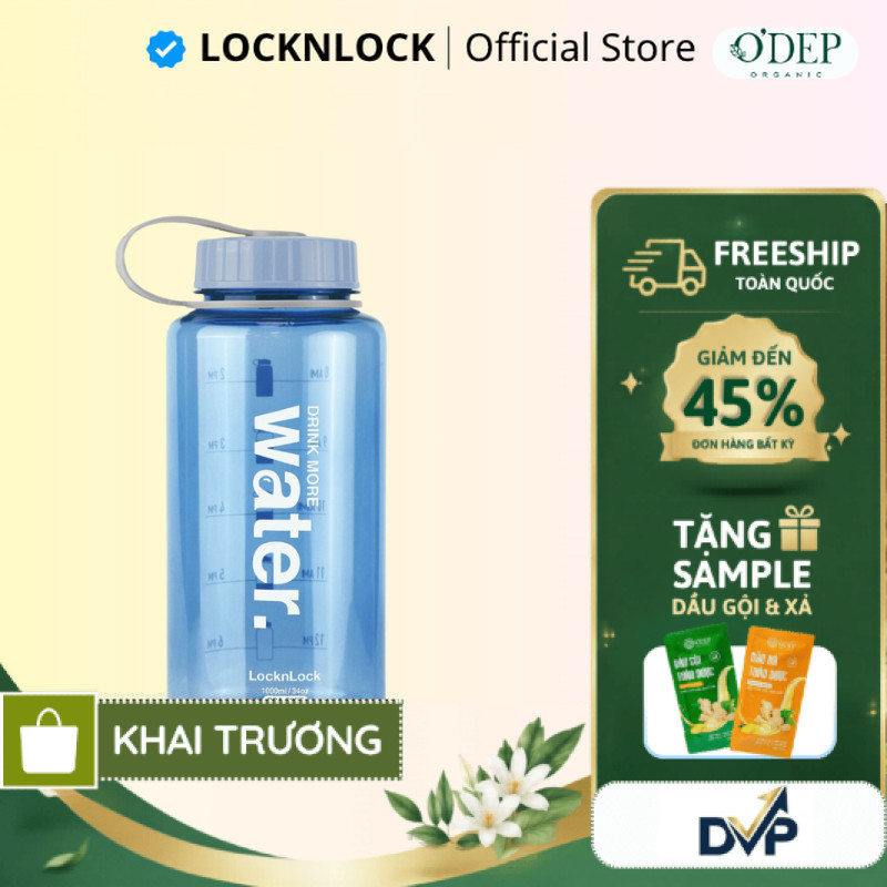 Bình nước LocknLock Helper Bottle 1L - Màu xanh dương Chính hãng  ABF610NBLU  - SHOP DVP