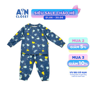 Bộ quần áo dài bé trai họa tiết Khùng Long Crazy xanh thun cotton - AICDBG8DZTBQ - AIN Closet