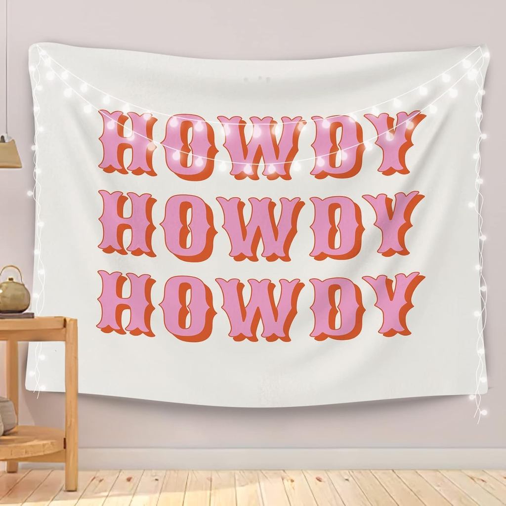OGILRE Western Cowgirl Trang trí tiệc Tấm thảm, Màu hồng dễ thương Preppy Howdy Home Girls Trang trí