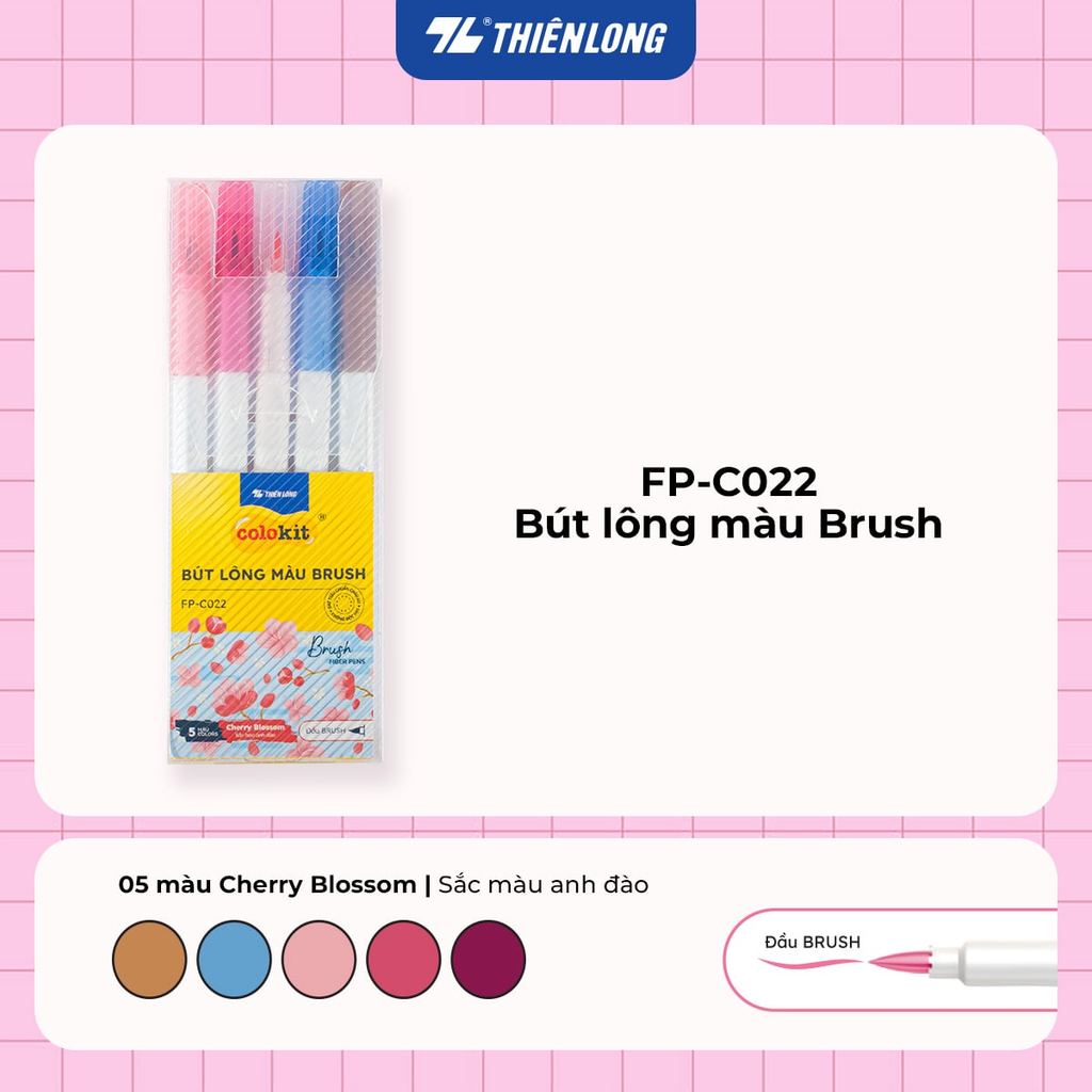 Bút lông màu Fiber Pen Thiên Long Colokit 5/12/24 màu Morandi đầu Brush - viết màu lông an toàn tiêu