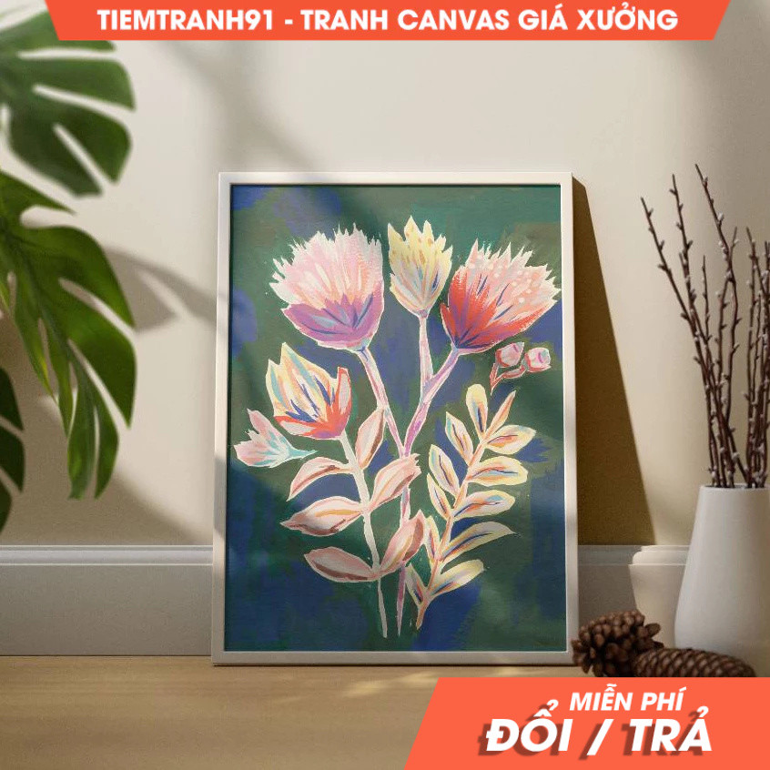 Tranh treo tường, Abstract Floral Botanical Wall Art, Colorful, Abstract Wall Art, Acrylic Art, tặng