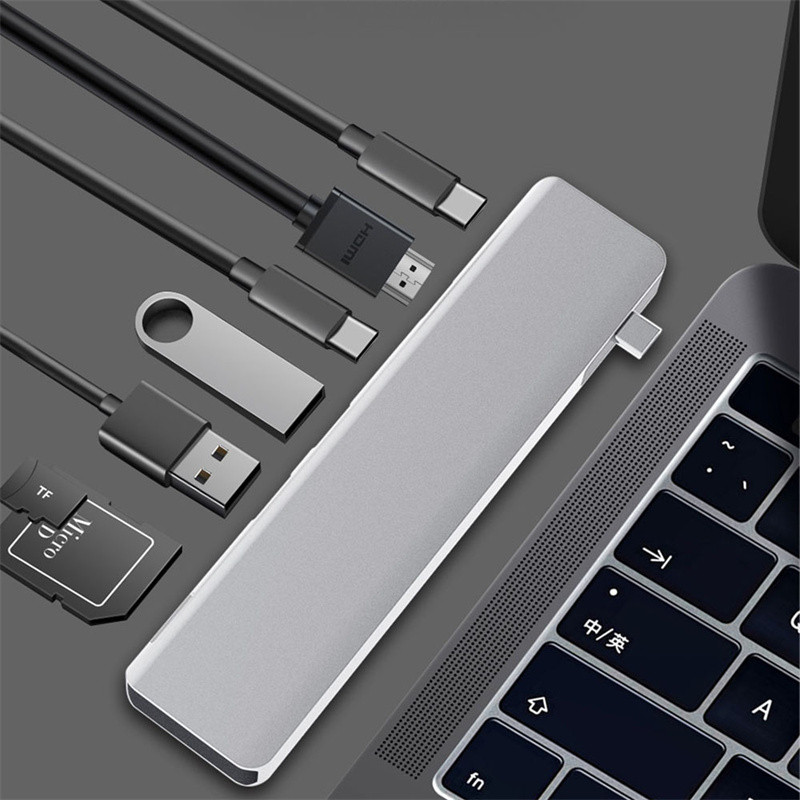 7 TRONG 1 Type-C 7 Cổng Hub / Docking Station Cho Macbook Adapter HDMI 4K HD Tương Thích