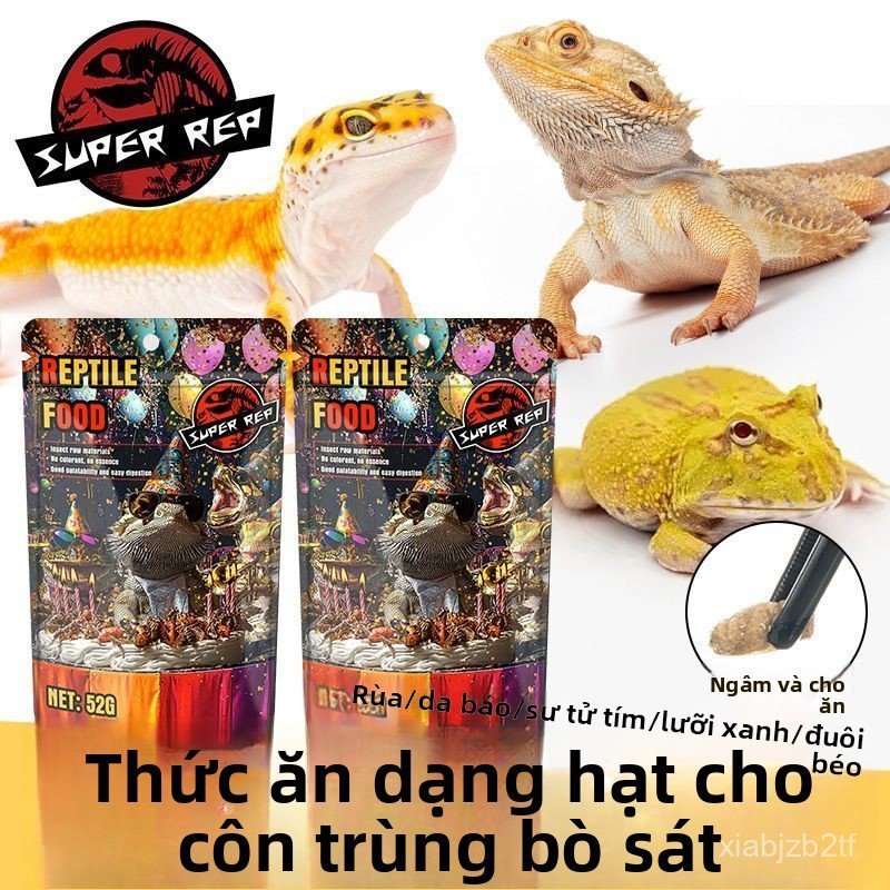 Cám bò sát SuperRep hạt côn trùng giàu canxi cho ếch pacman tắc kè Gecko rồng râu rùa cảnh dinh dưỡn