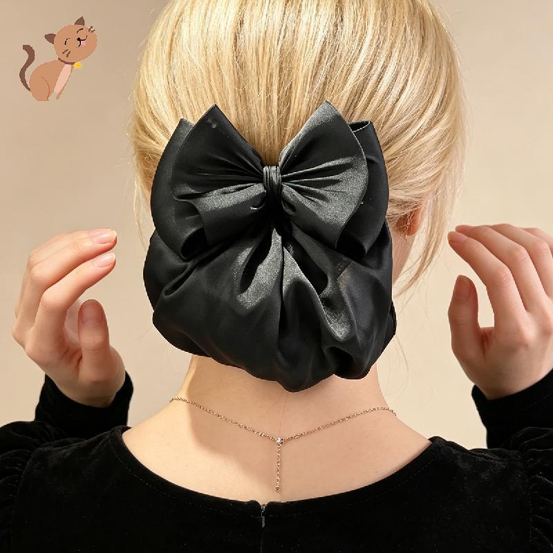 Kẹp Tóc Nữ, Bọc Tóc Chuyên Nghiệp, Barrettes Net Snood Hairnet 3D Nơ Nơ Trang Trí Tóc