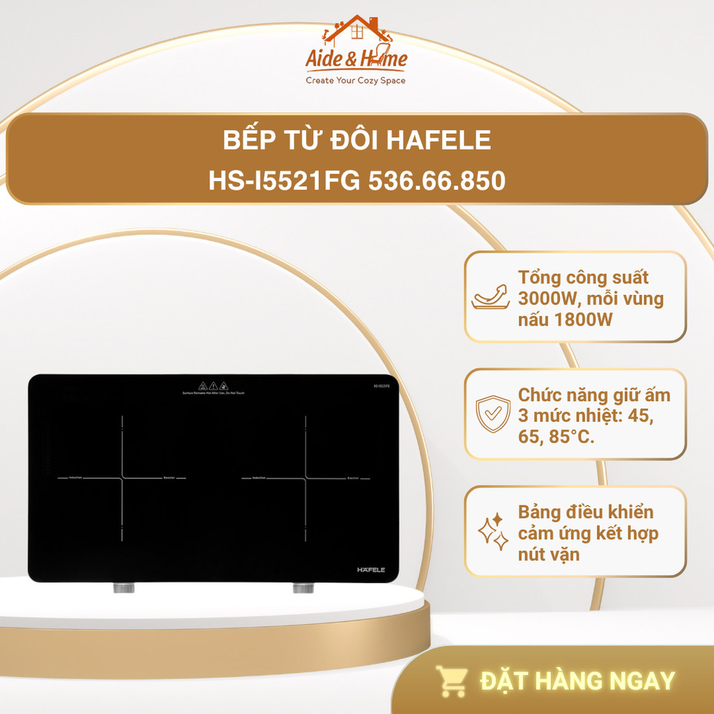 Bếp từ đôi Hafele HS-I5521FG 536.66.850 - Bảo Hành 12 Tháng