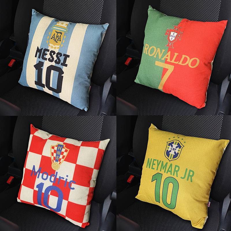 Car Cotton and Linen Pillow Household Seat Waist Cushion Football Fan Club Real Madrid Barcelona Juv