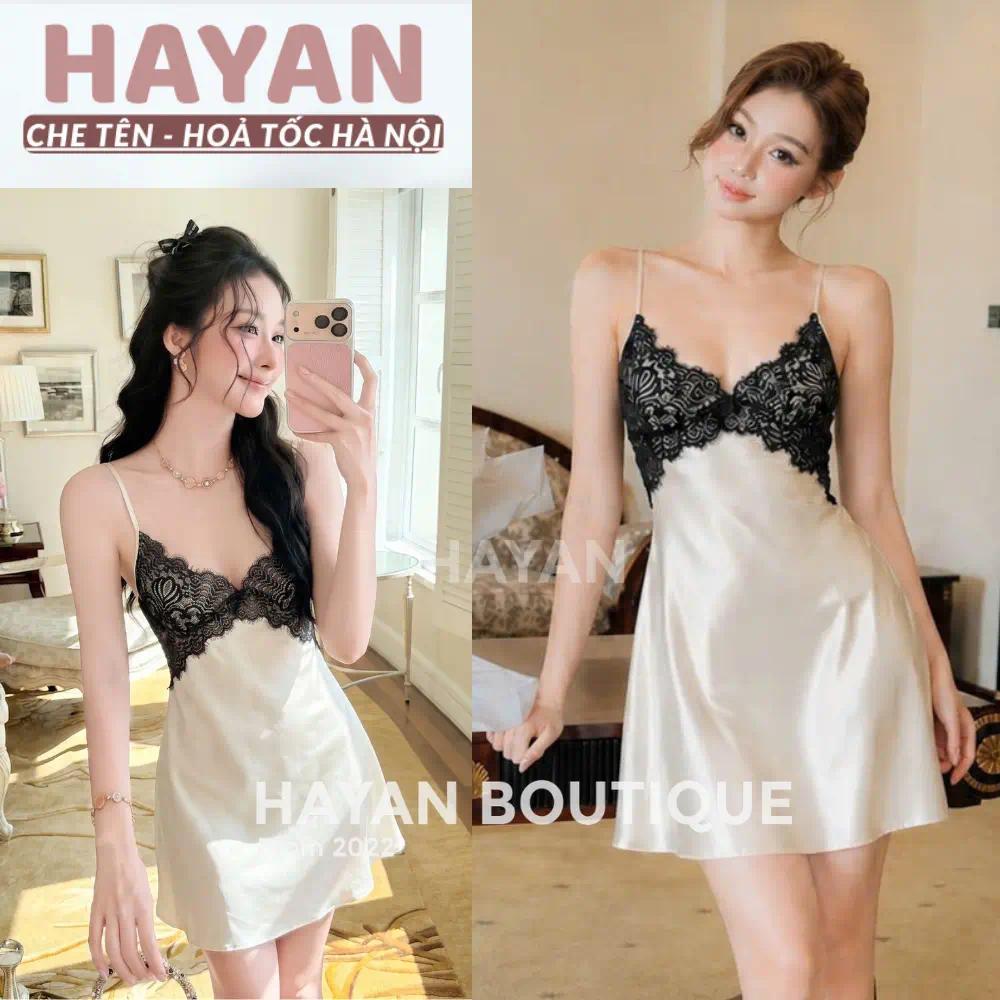HT136a Váy ngủ sexy phối ren xẻ v1 kèm ĐỆM LÓT,đồ ngủ lụa xoè nhẹ hở lưng gợi cảm HT136a MÚT