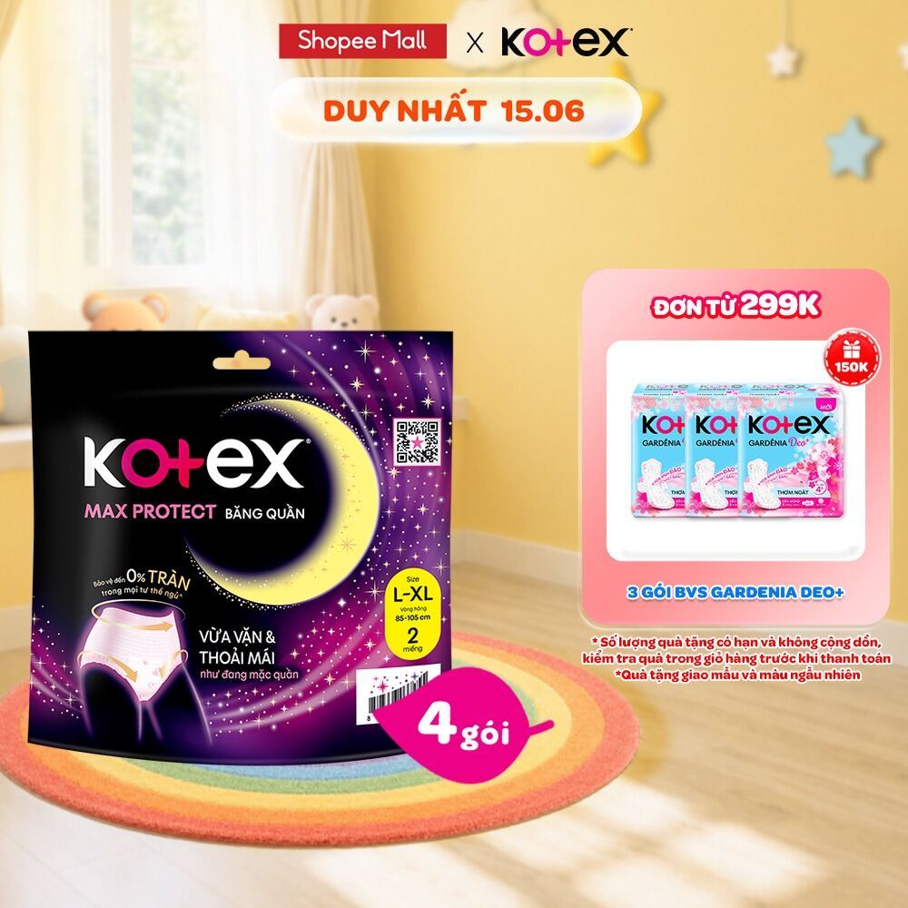 Combo 4 Kotex đêm dạng quần cõ M/L 2 quần/gói