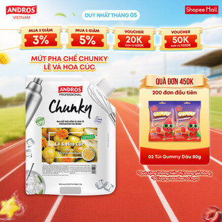 Mứt trái cây pha chế lê & hoa cúc - có miếng trái cây thật - nguyên liệu pha chế - andros chunky - 1kg