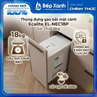 Thùng đựng gạo bắt mặt cánh Ecalite EL-NEC18P - Sức chứa 18kg
