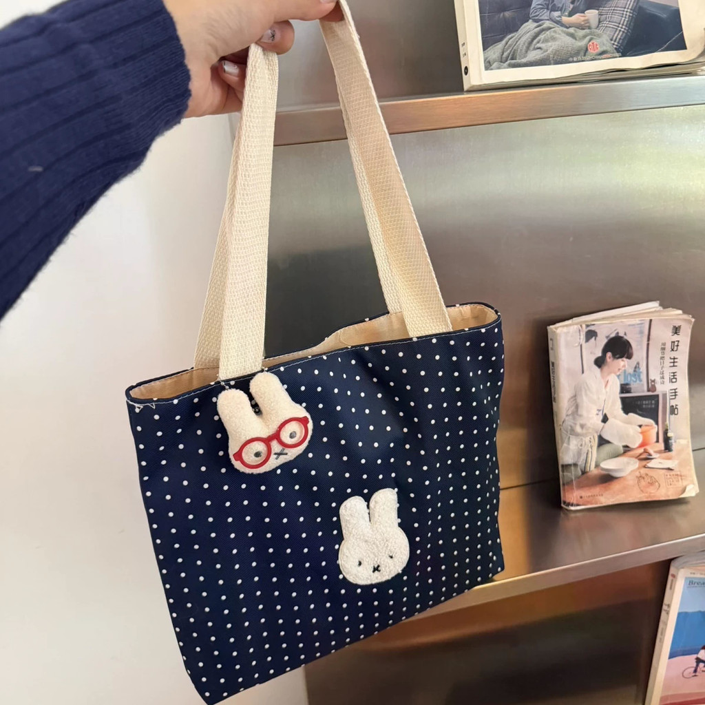 [Túi Tote Miffy] Túi đeo vai vải chấm bi dễ thương để đi học mua sắm bữa trưa Kawaii | Pinky Haven