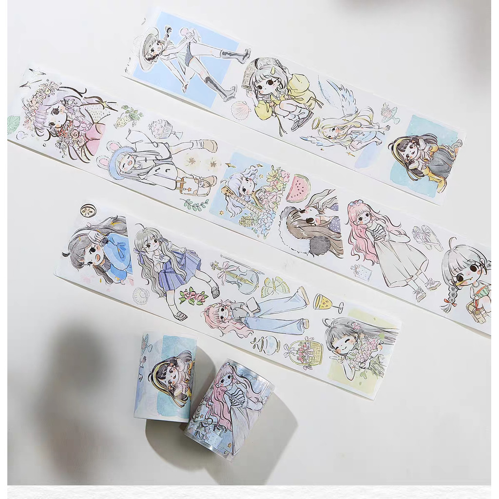WT Original Tape Vitality Adzuki Beans Little Artist Little Flower Shop Die Cut Girl Daily Notebook 
