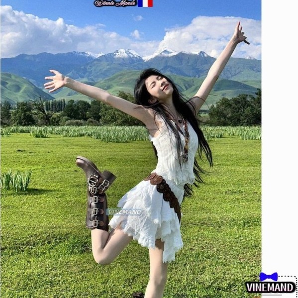 Kho Hà Nội🚚Western Cowboy Boots For Travel In Western Sichuan, Retro Boots, Northwest Xinjiang Grass