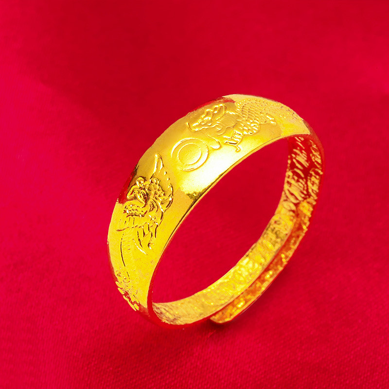 Việt Nam Cát Rồng Vàng Phượng Hoàng Chơi Hạt Thép Con Dấu Nhẫn Cặp Đôi Nhẫn Nam Nữ Cặp Đôi Nhẫn Cung