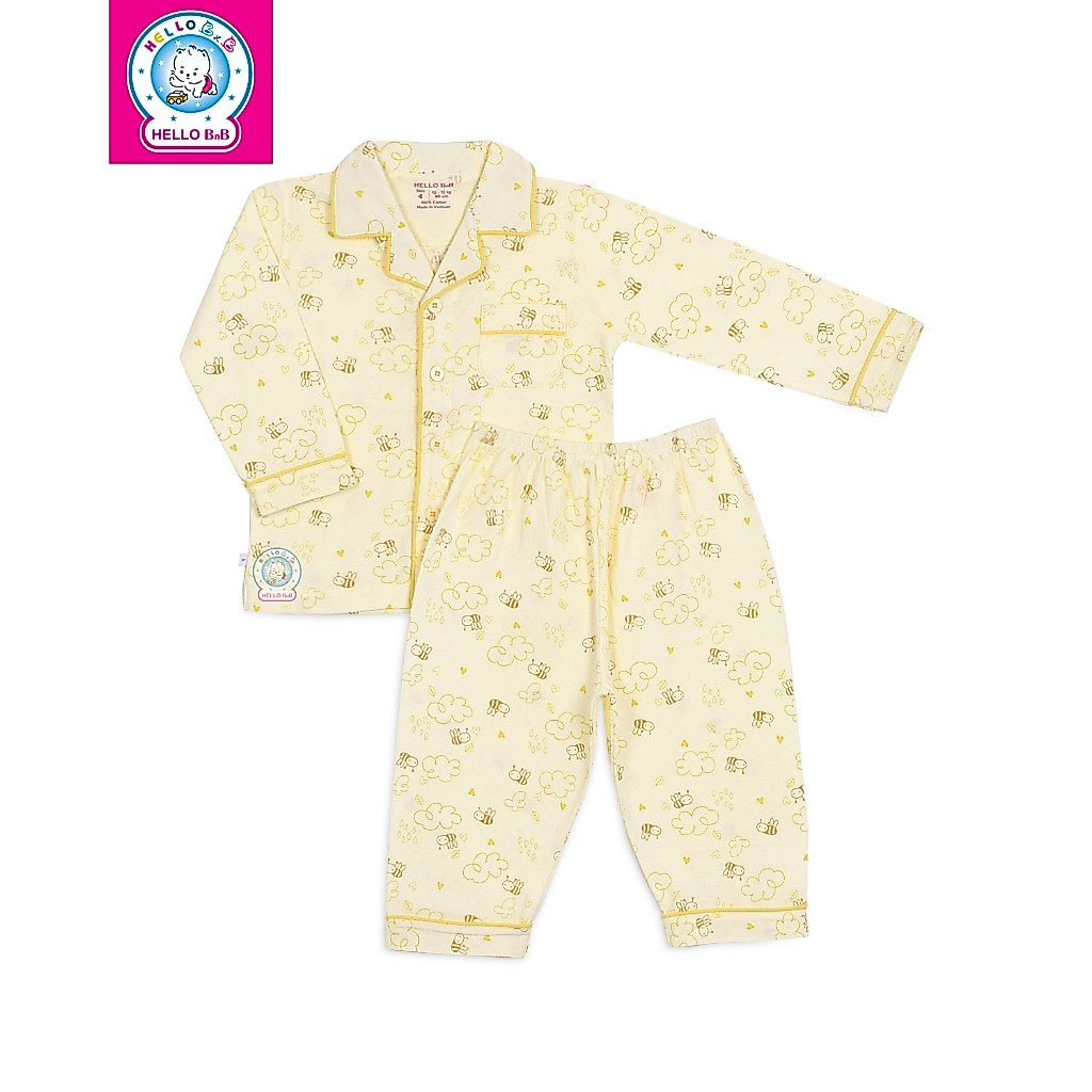Bộ Pyjamas dài bé trai bông ngẫu nhiên BA0187 HELLO B&B - HELLO BB