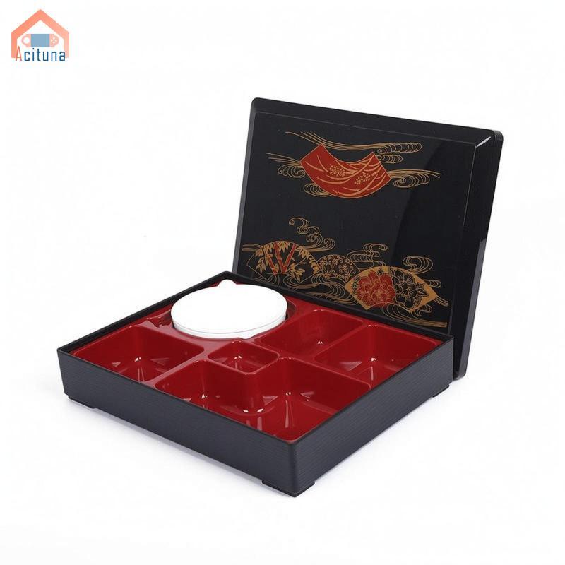 Hộp Bento Kinh Doanh Melamine Liner Hộp Bento Nhật Bản Họa Tiết Trang Trí Hộp cơm Nhật Bản