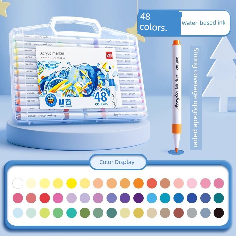 màu acrylic marker màu acrylic Bút đánh dấu acrylic Deli 24 màu 36 màu 48 màu bút màu nước nghệ thuậ