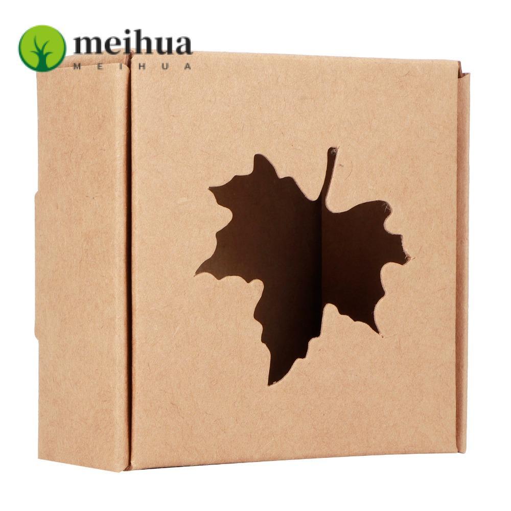 Hộp đóng gói giấy kraft MEIHUA 50 CÁI, Hộp giấy kraft thân thiện với môi trường, Thiết kế cắt lá pho