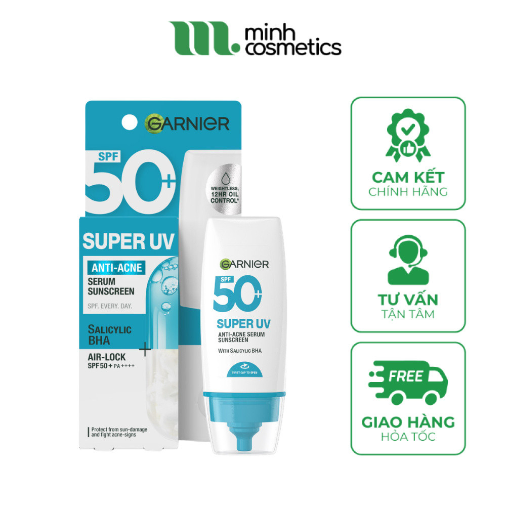 Kem Chống Nắng Garnier Super UV Anti-Acne Serum Sunscreen SPF50+ PA++++ 30mL
