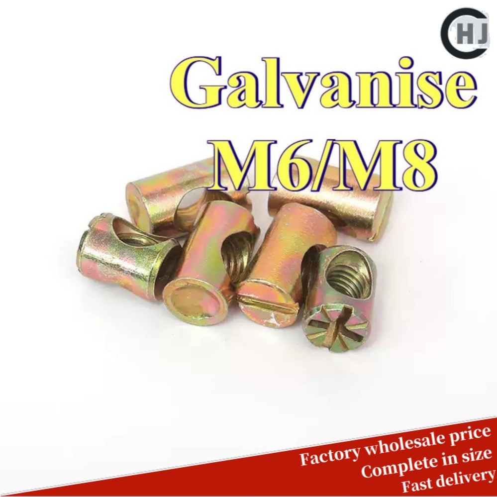 Đai ốc thép mạ kẽm M6X11 M6X12 M6X15 M8X15 M8X18 M8X20 M6X13 chống gỉ cho vít bu lông 40 cái