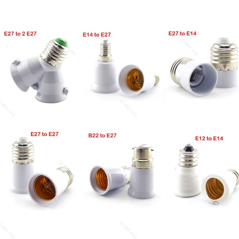 Bộ 5 Bóng Đèn Led Đế E27 Sang E14 Ổ Cắm Adapter E27 GU10 G9 B22 E14 E12 Chuyển Đổi Giá Đỡ VN24B3