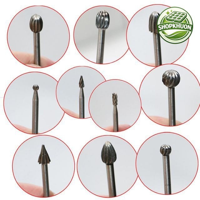 Bộ 10 mũi chạm khắc gỗ thép HSS