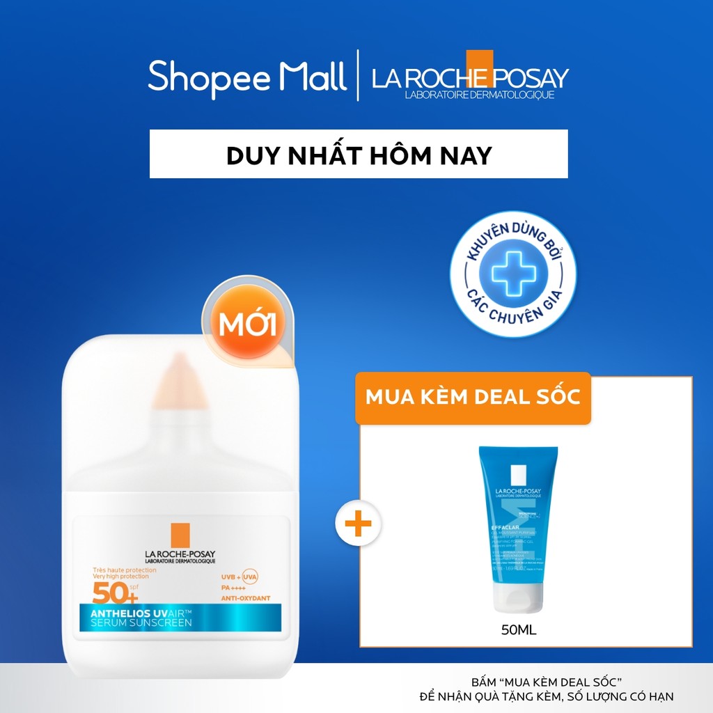 [MỚI] Chống nắng dạng Serum mỏng nhẹ kiềm dầu 16H, cấp ẩm 24H & chống bụi mịn La Roche-Posay Anthelios UVAIR SPF50+ 50ml | BigBuy360 - bigbuy360.vn