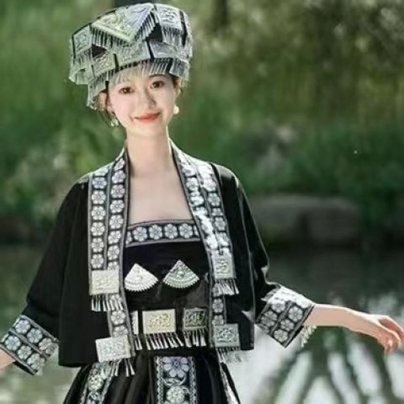 Mới Thiểu Số Dân Tộc Miao Dân Tộc Bạc Trang Sức Mũ Dân Tộc Tính Năng Tính Năng Mũ Trang Sức