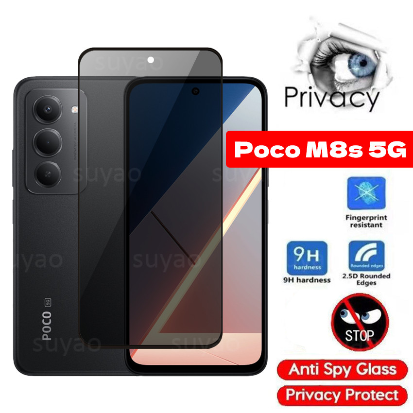 Kính cường lực toàn diện chống gián điệp cho Xiaomi Poco M8S 5G 2026 Bảo vệ màn hình Full Film Class