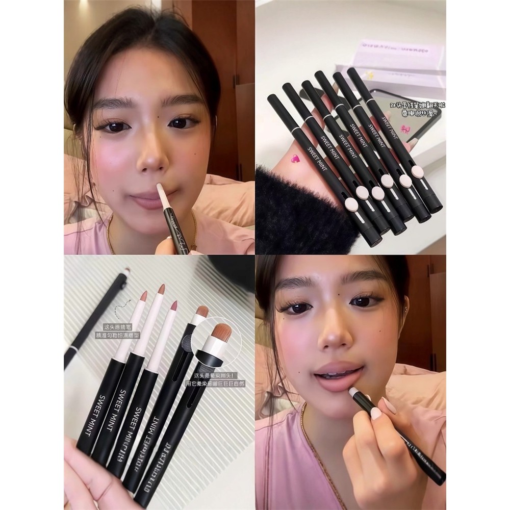 Jaden jaden Zhang Sijieli ĐẩySweetmint Double-Headed Lip Liner + Lip Brush Son môi khỏa thân tự nhiê