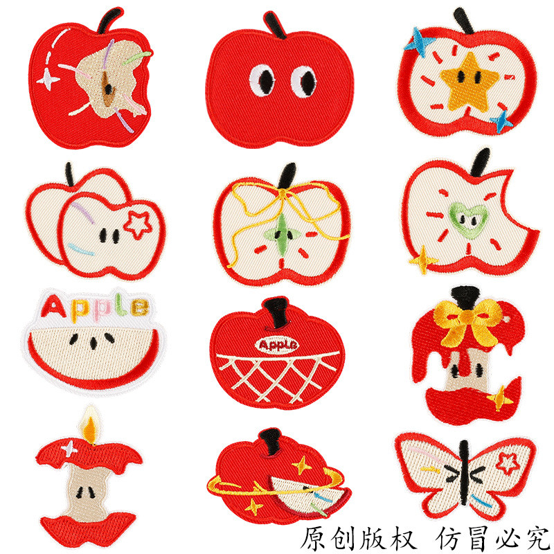 Hoạt Hình Apple Series Phong Cách Mới Thêu Dán Vỏ Điện Thoại Sổ Tay diy Miếng Dán Trang Trí Miếng Dá