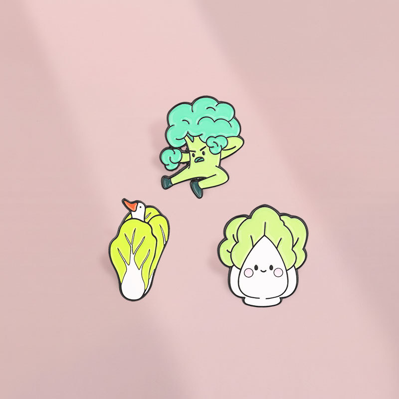 Vui Rau Men Thổ Cẩm Bộ Dễ Thương Thổ Cẩm Bok Choy Vịt Ve Áo Pin Cho Ba Lô Quần Áo Phụ Kiện Quà Tặng 
