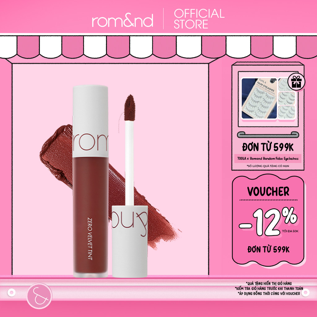 [Rom&nd] Son kem lì cực nhẹ môi Hàn Quốc Romand Zero Velvet Tint 5.5g