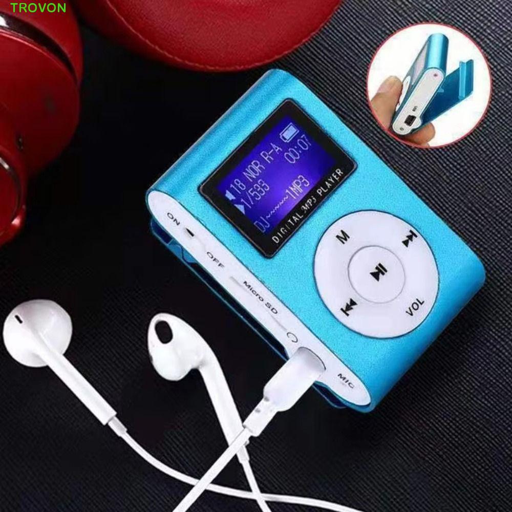 Máy nghe nhạc MP3 Mini cầm tay TROVON, có màn hình LCD Kẹp kim loại Máy nghe nhạc MP3 USB, Hỗ trợ đà