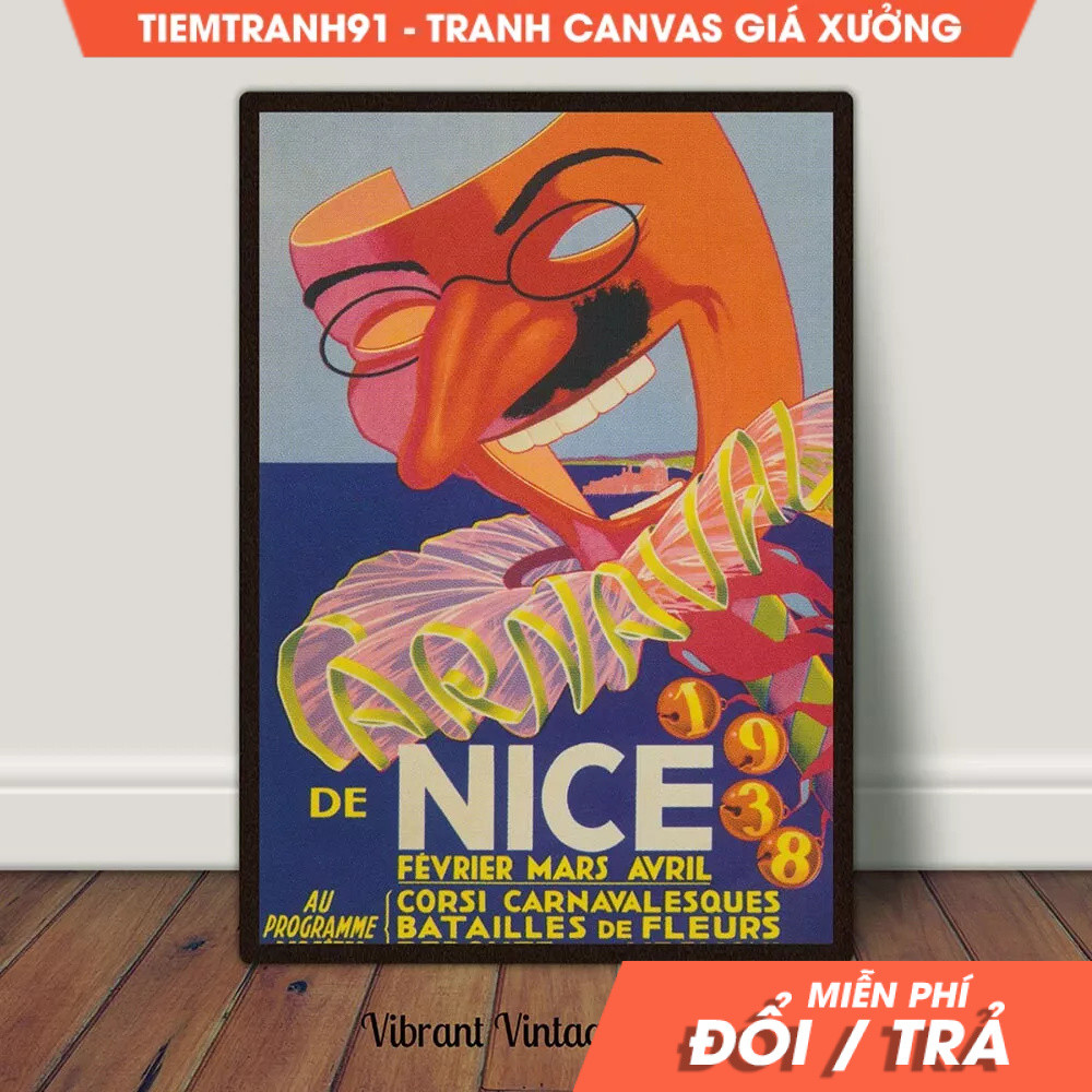 Tranh treo tường, Nice France Print, Vintage Wall Art, France Art, France Travel, French Carnival, t