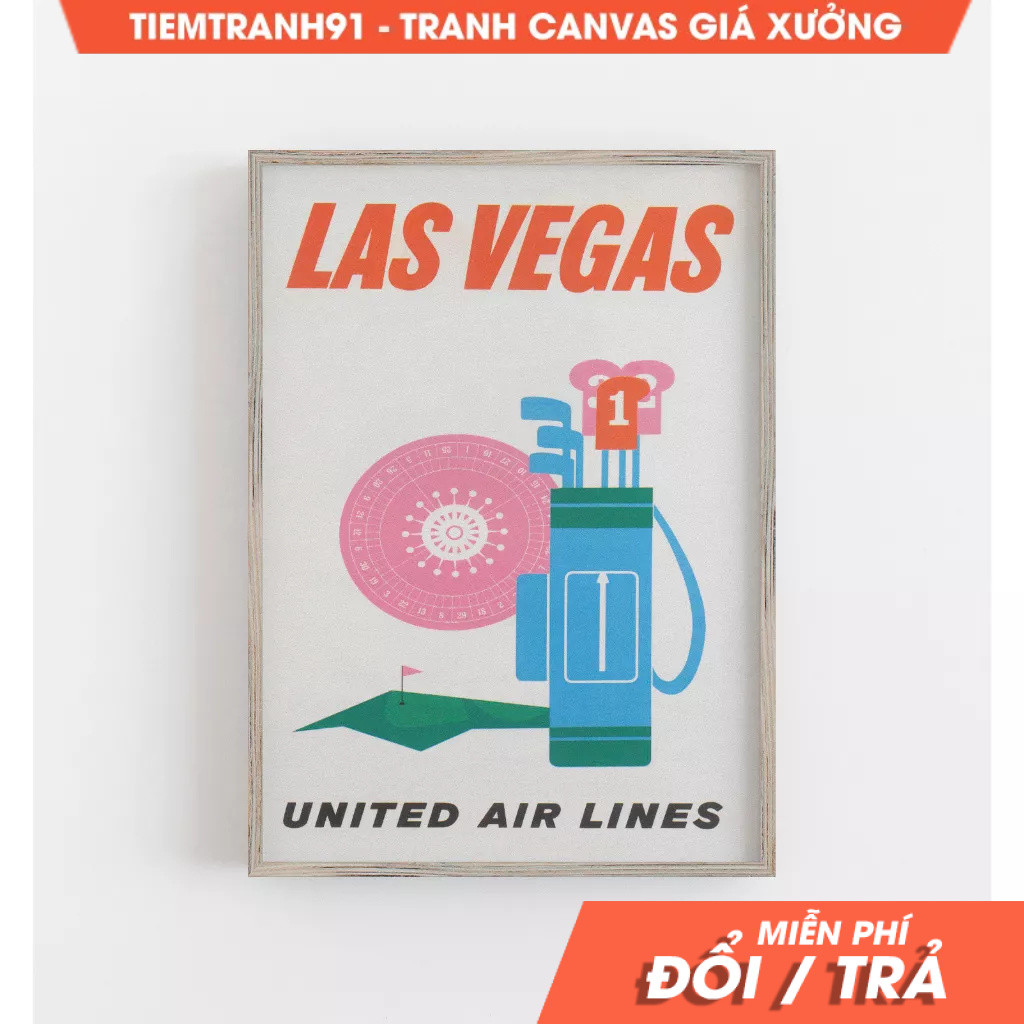 Tranh treo tường, Las Vegas Wall Art, Golf Wall Art, Vintage Wall Art, Las Vegas Print, Retro Decor,