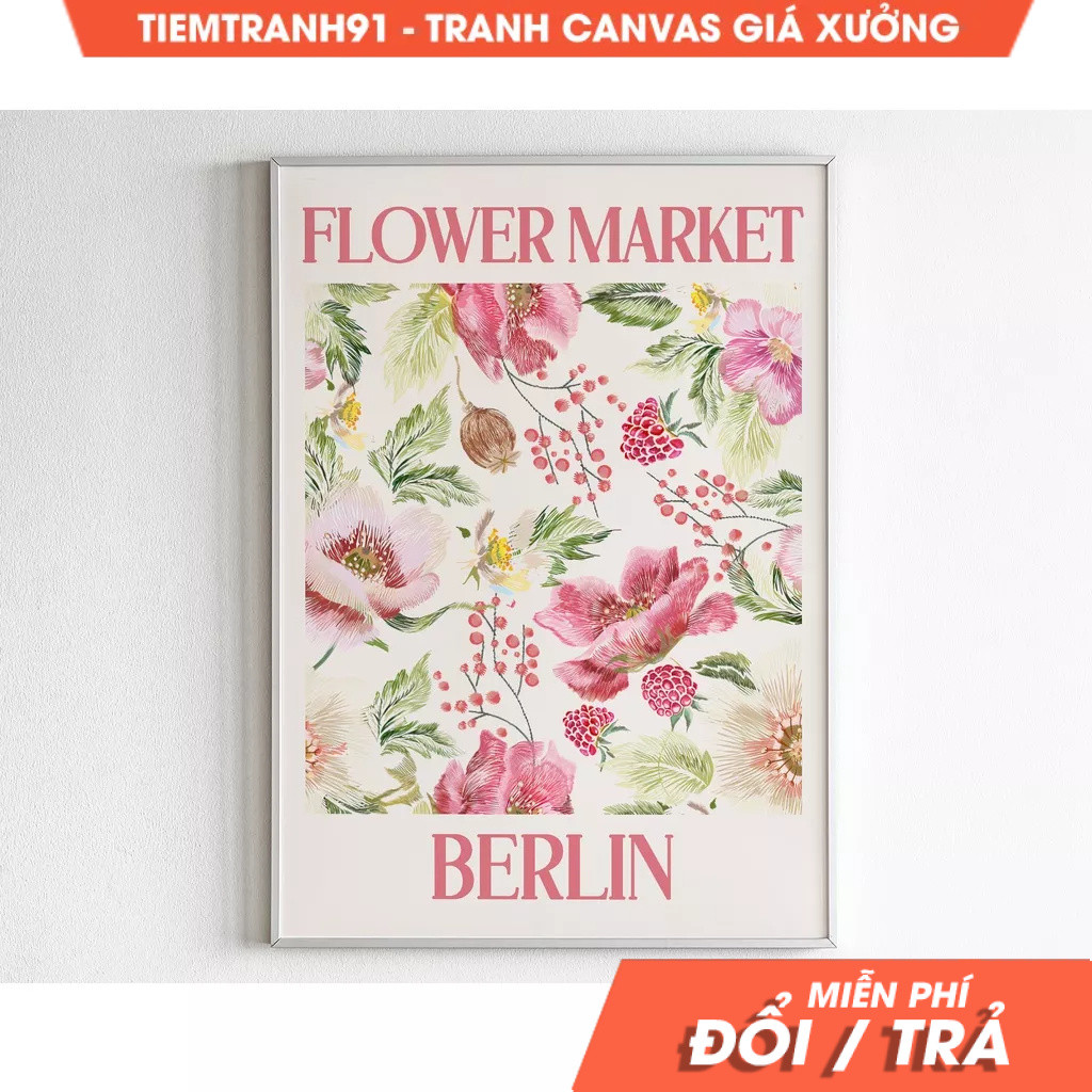 Tranh treo tường, Berlin Flower Market, Germany Travel Poster, Maximalist Home Decor, Germany Art, t