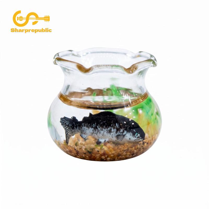 Sharprepublic SiaBiced Dollhouse Fishbowl Rim Mini Fish Bowl Gravel Bottom Mini Bowl Tank