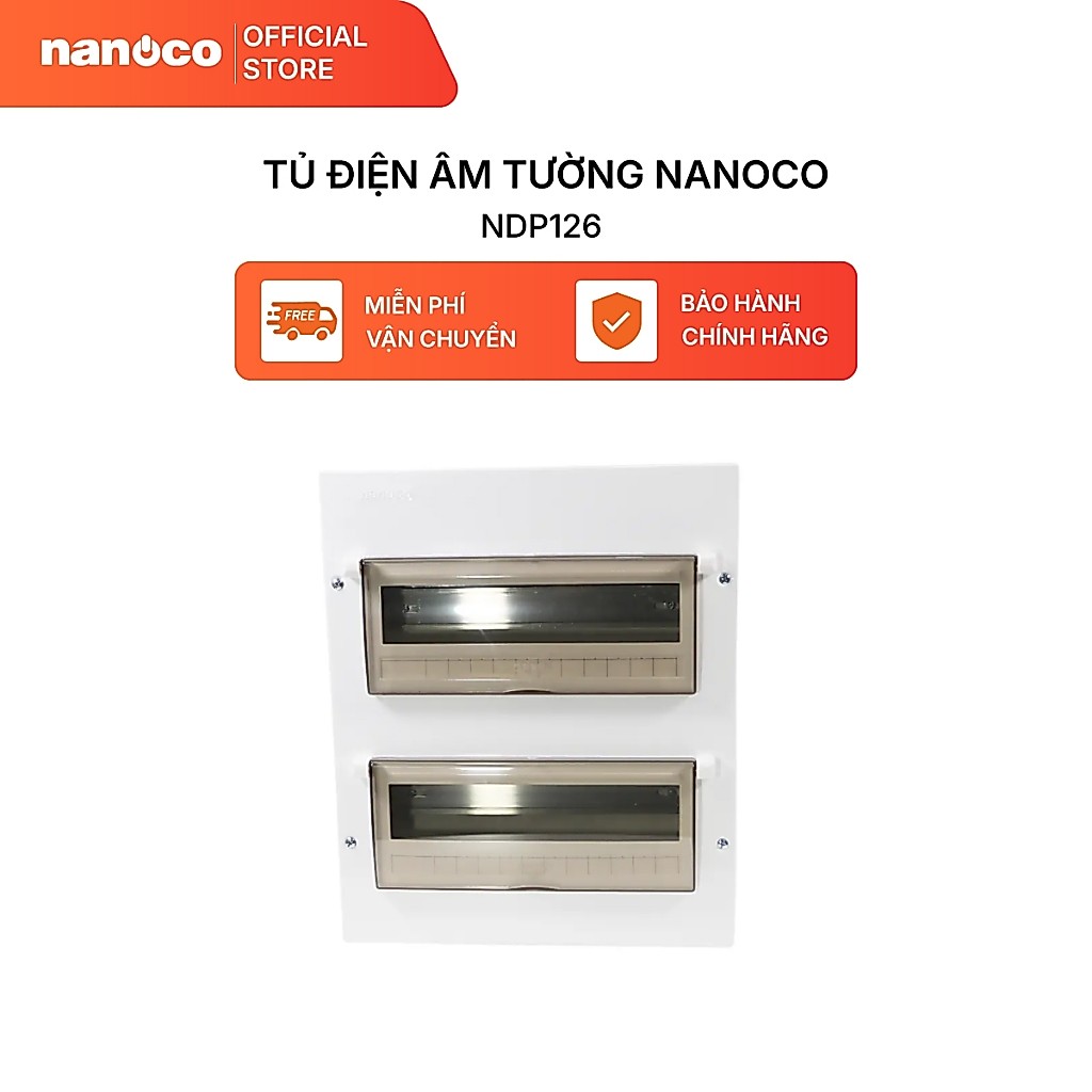 Tủ điện âm tường Nanoco Model NDP120/NDP126 (mặt-đế kim loại)
