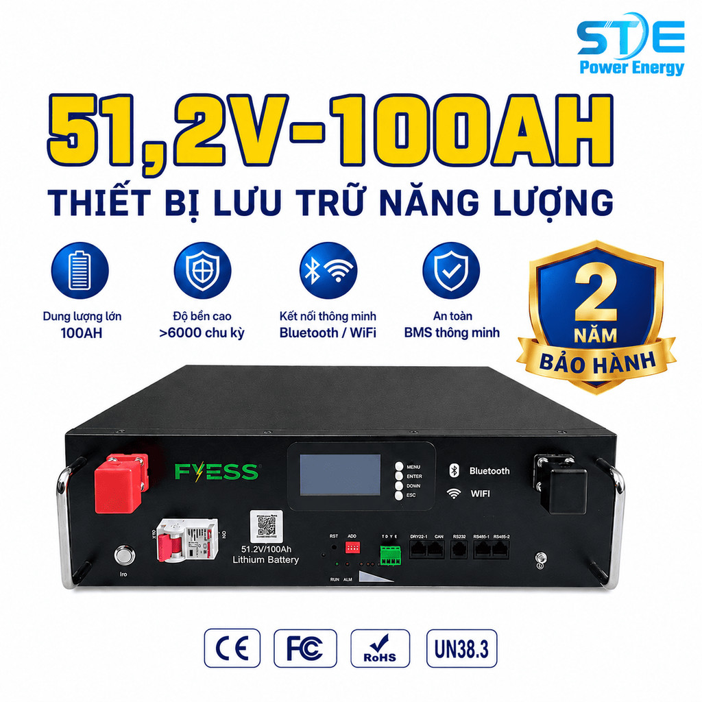 THIẾT BỊ LƯU TRỮ 51.2V-100AH | CÓ GIAO TIẾP BIẾN TẦN - CÔNG NGHỆ MỚI HÀNG CHUẨN LOẠI A - AN TOÀN - Đ