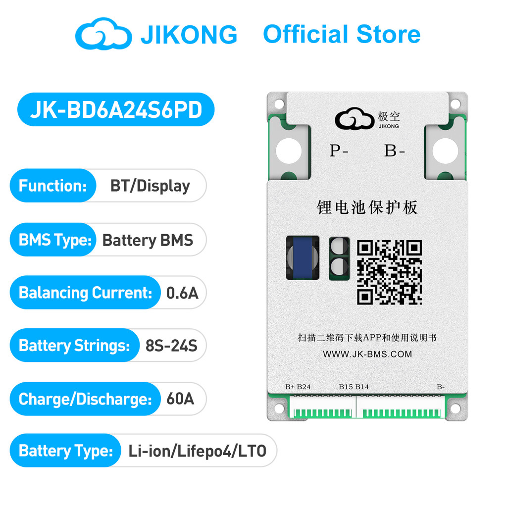 JIKONG JKBMS Active Balance Smart Bluetooth BMS 8S-24S 24V 48V 72V 60A Cân bằng hoạt động thông minh