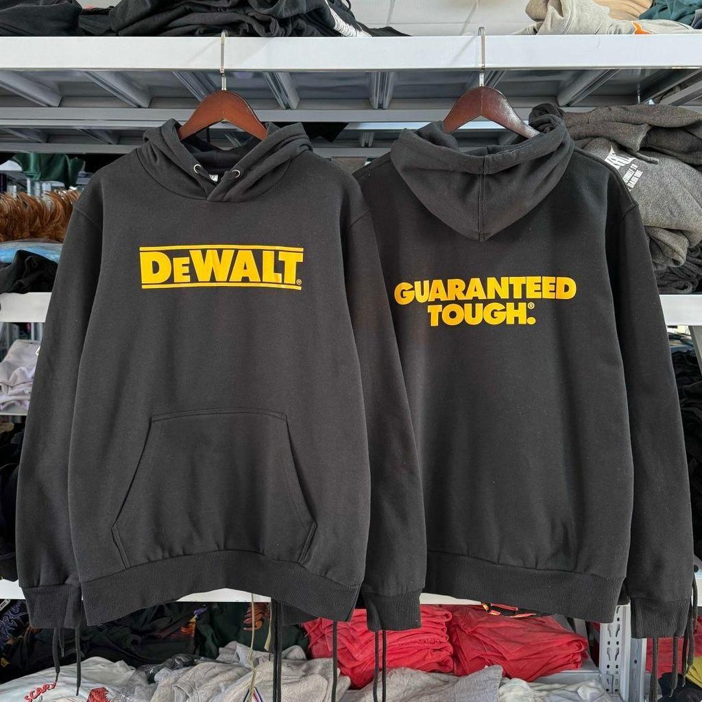 D WALT Letter Print Hoodie, Mechanic Custom Loose Long-Sleeve Sweatshirt
