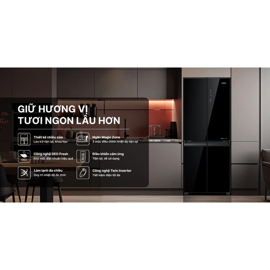 AQR-M466XA(GB) - Tủ Lạnh 4 Cửa 410L AQUA AQR-M466XA-GB [Freeship HCM]