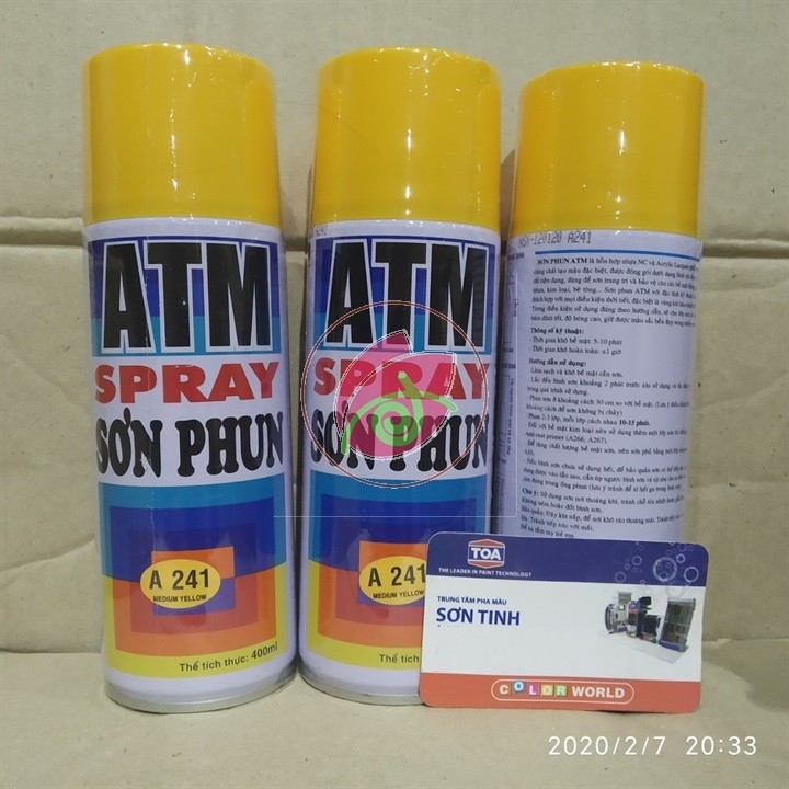 SƠN XỊT MÀU VÀNG NGHỆ MEDIUM YELLOW A241 ATM hoặc RED FOX