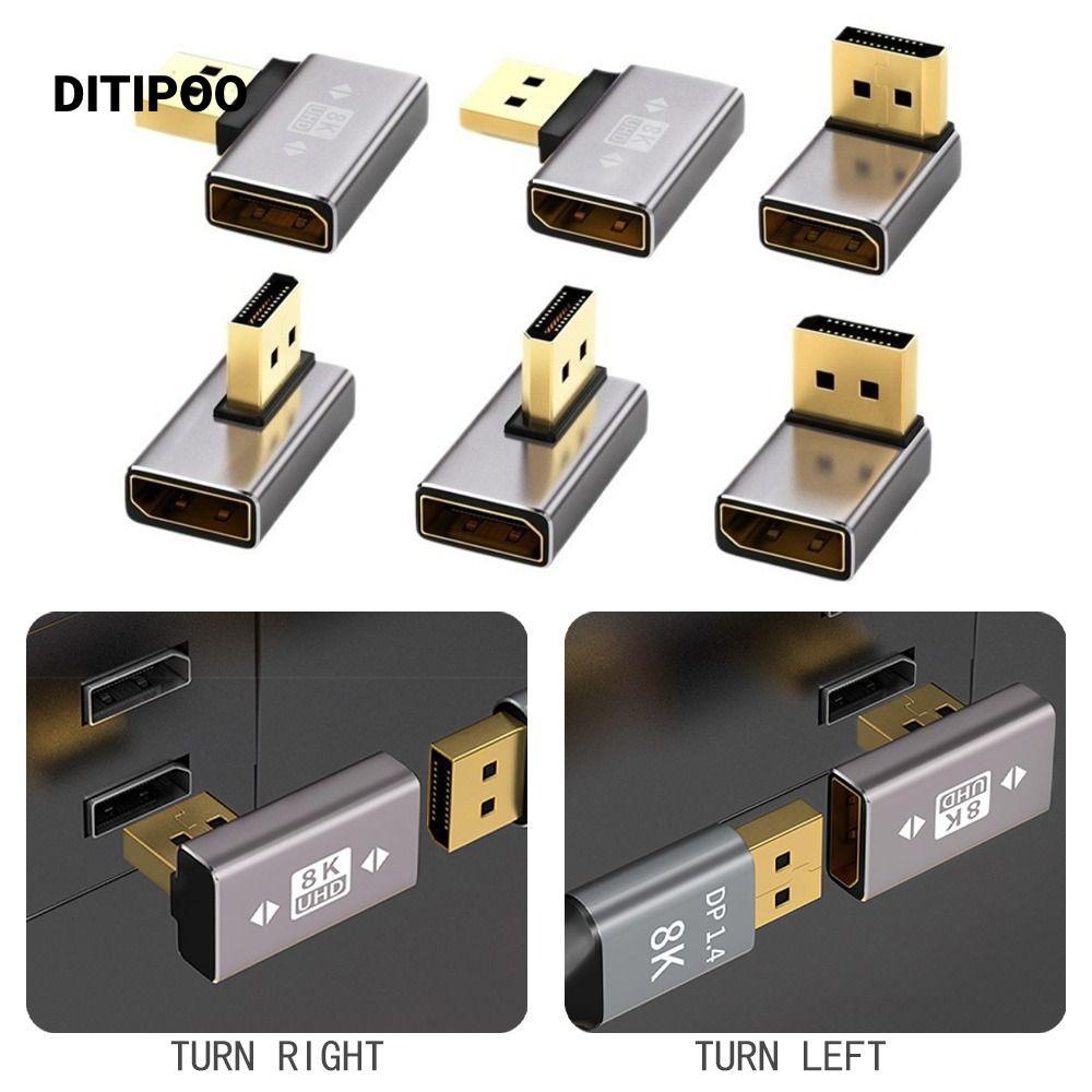Bộ chuyển đổi DITIPOO DP Nam sang Nữ, Bộ chuyển đổi cổng hiển thị DP1.4 góc 90 độ, Bộ mở rộng cáp DP