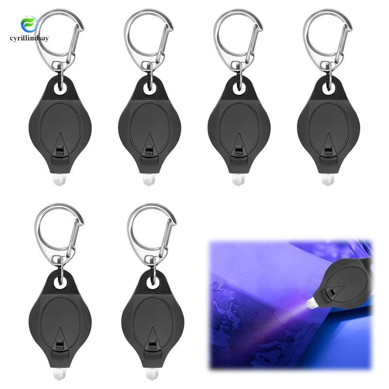 6 Chiếc UV Note Checker Móc Khóa Đèn Pin Blacklight Money Checker LED Móc Khóa Đèn Pin Di Động Black
