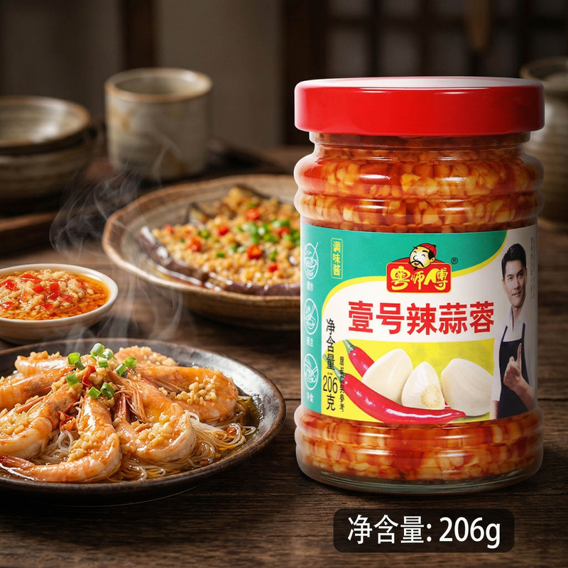 Hàng có sẵn Giao hàng nhanh Master Quảng Đông No. 1 Tỏi Cay 206g Tươi Pesto Tỏi Minced Sốt Cay Nướng